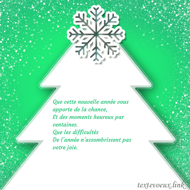 Carte postale avec un grand sapin de Noël blanc sur fond vert Que cette nouvelle année vous apporte de la chance Carte postale avec un grand sapin de Noël blanc sur fond vert