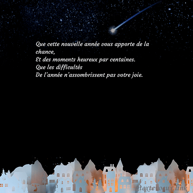 Carte postale avec une comète Que cette nouvelle année vous apporte de la chance Carte postale avec une comète
