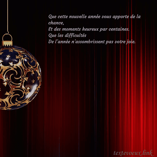 Carte de Noël rouge avec un luxueux jouet d'arbre de Noël Que cette nouvelle année vous apporte de la chance Carte de Noël rouge avec un luxueux jouet d'arbre de Noël