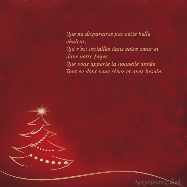 Carte de Noël rouge avec sapin de Noël doré Que ne disparaisse pas cette belle chaleur,
Qui s Carte de Noël rouge avec sapin de Noël doré