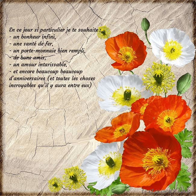 Carte d'anniversaire avec des coquelicots