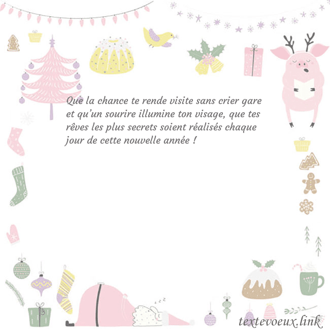 Carte postale du nouvel an avec un cochon