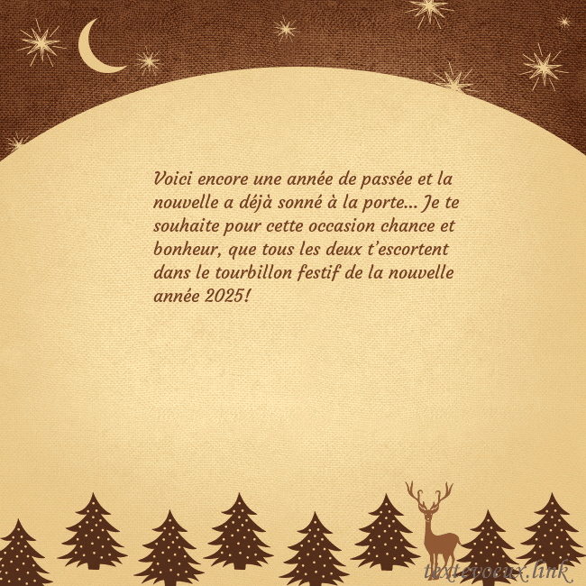Carte postale marron avec étoiles et lune Voici encore une année de passée et la nouvelle a Carte postale marron avec étoiles et lune