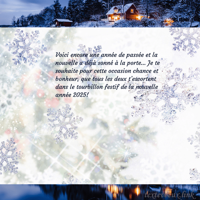 Carte postale avec village et flocons de neige Voici encore une année de passée et la nouvelle a Carte postale avec village et flocons de neige
