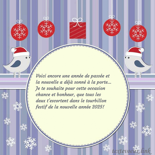 Cartes de vœux avec des oiseaux de Noël Voici encore une année de passée et la nouvelle a Cartes de vœux avec des oiseaux de Noël