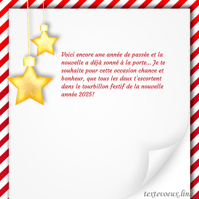 Carte de Noël avec des étoiles d'or Voici encore une année de passée et la nouvelle a Carte de Noël avec des étoiles d'or