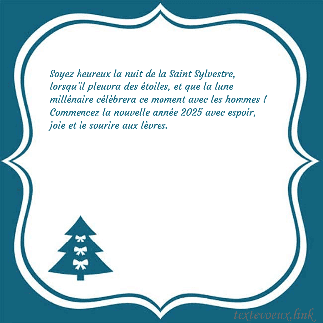 Cartes de vœux du nouvel an avec un sapin de Noël bleu Soyez heureux la nuit de la Saint Sylvestre, lorsq Cartes de vœux du nouvel an avec un sapin de Noël bleu