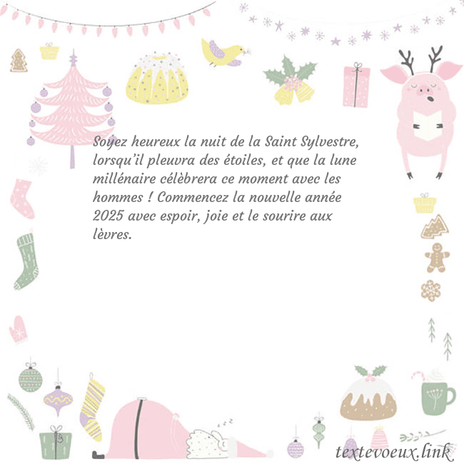 Carte postale du nouvel an avec un cochon Soyez heureux la nuit de la Saint Sylvestre, lorsq Carte postale du nouvel an avec un cochon
