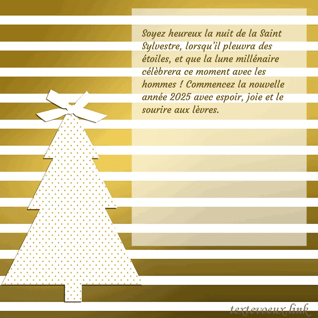 Carte postale étincelante d'or avec sapin de Noël Soyez heureux la nuit de la Saint Sylvestre, lorsq Carte postale étincelante d'or avec sapin de Noël