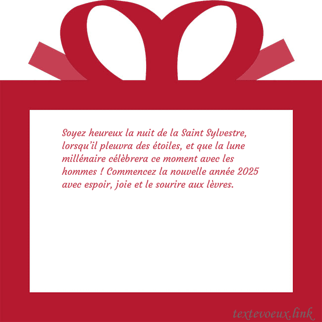 Carte du Nouvel An - un cadeau rouge Soyez heureux la nuit de la Saint Sylvestre, lorsq Carte du Nouvel An - un cadeau rouge