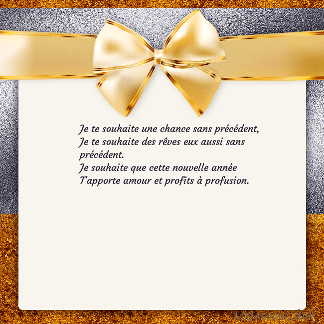 Cartes de vœux avec un grand ruban d'or Je te souhaite une chance sans précédent,
Je te so Cartes de vœux avec un grand ruban d'or