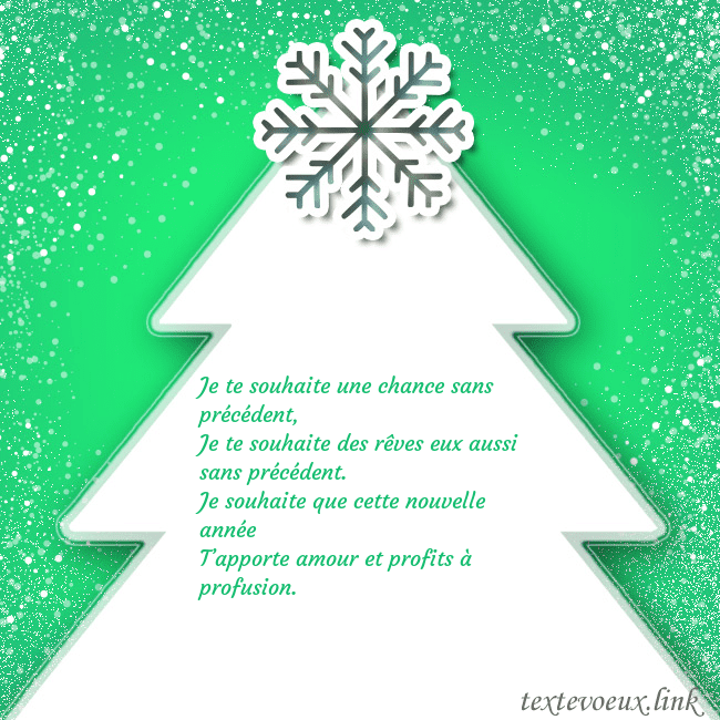 Carte postale avec un grand sapin de Noël blanc sur fond vert Je te souhaite une chance sans précédent,
Je te so Carte postale avec un grand sapin de Noël blanc sur fond vert