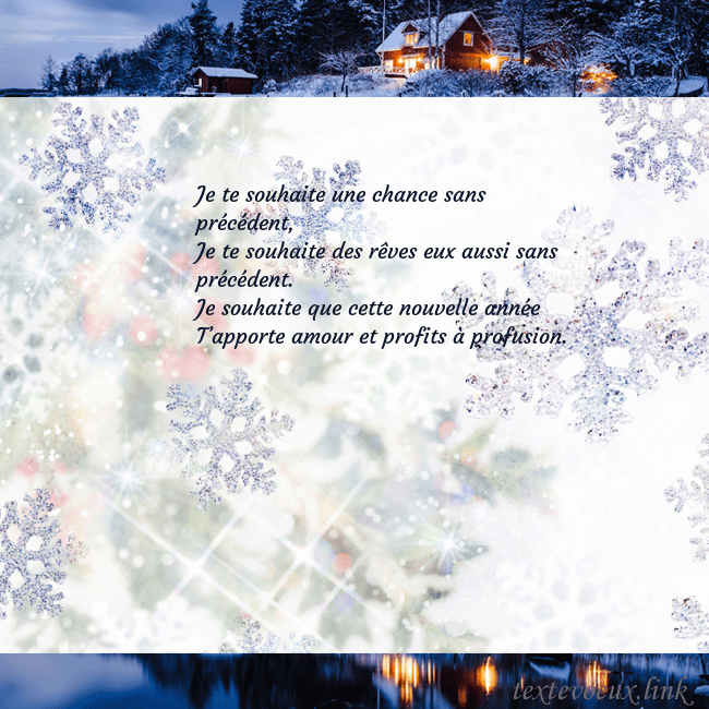 Carte postale avec village et flocons de neige Je te souhaite une chance sans précédent,
Je te so Carte postale avec village et flocons de neige