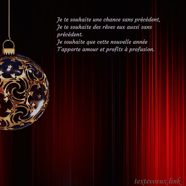 Carte de Noël rouge avec un luxueux jouet d'arbre de Noël Je te souhaite une chance sans précédent,
Je te so Carte de Noël rouge avec un luxueux jouet d'arbre de Noël