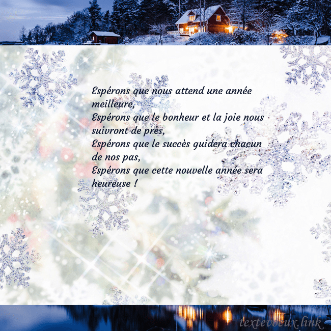 Carte postale avec village et flocons de neige Espérons que nous attend une année meilleure,
Espé Carte postale avec village et flocons de neige