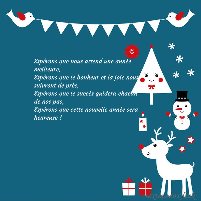 Carte postale du nouvel an avec élan, bonhomme de neige et arbre de Noël Espérons que nous attend une année meilleure,
Espé Carte postale du nouvel an avec élan, bonhomme de neige et arbre de Noël