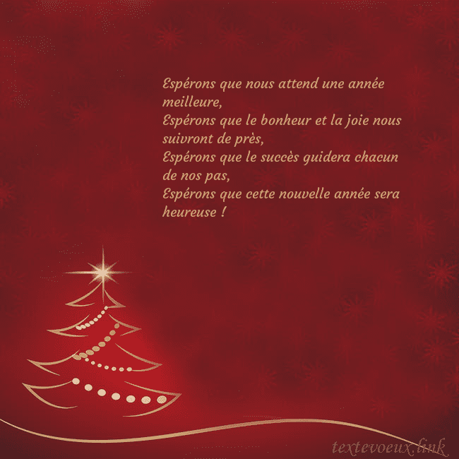 Carte de Noël rouge avec sapin de Noël doré Espérons que nous attend une année meilleure,
Espé Carte de Noël rouge avec sapin de Noël doré