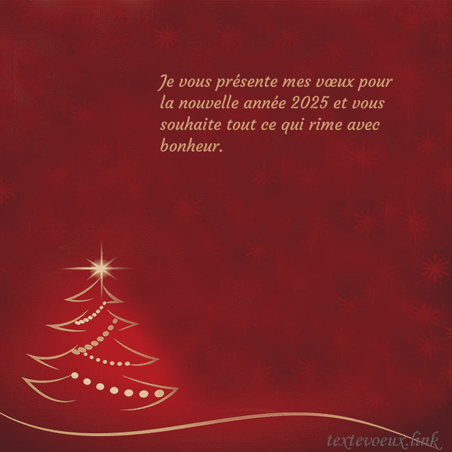 Carte de Noël rouge avec sapin de Noël doré