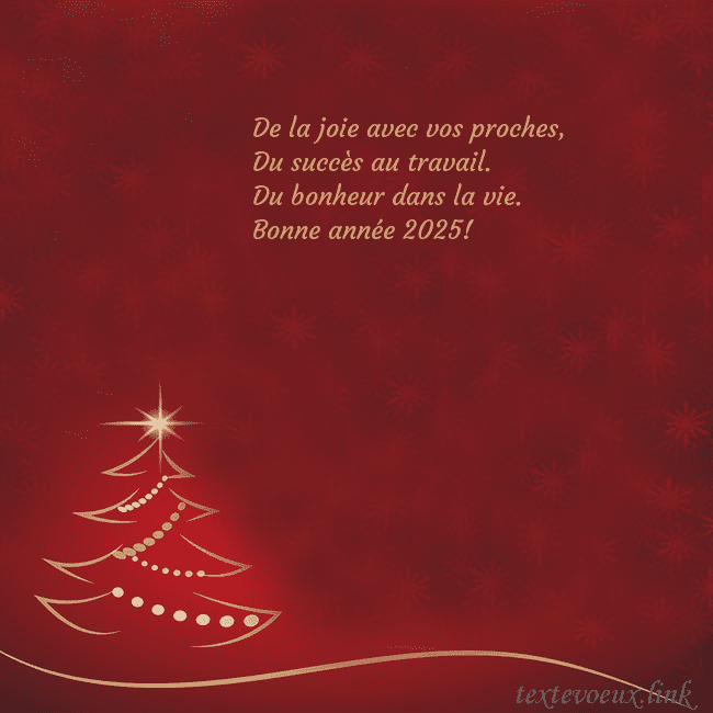 Carte de Noël rouge avec sapin de Noël doré