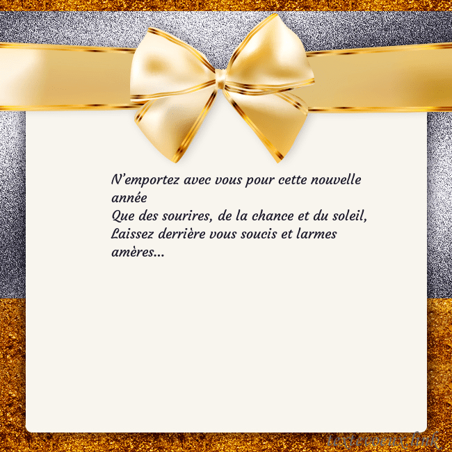 Cartes de vœux avec un grand ruban d'or N’emportez avec vous pour cette nouvelle année
Qu Cartes de vœux avec un grand ruban d'or