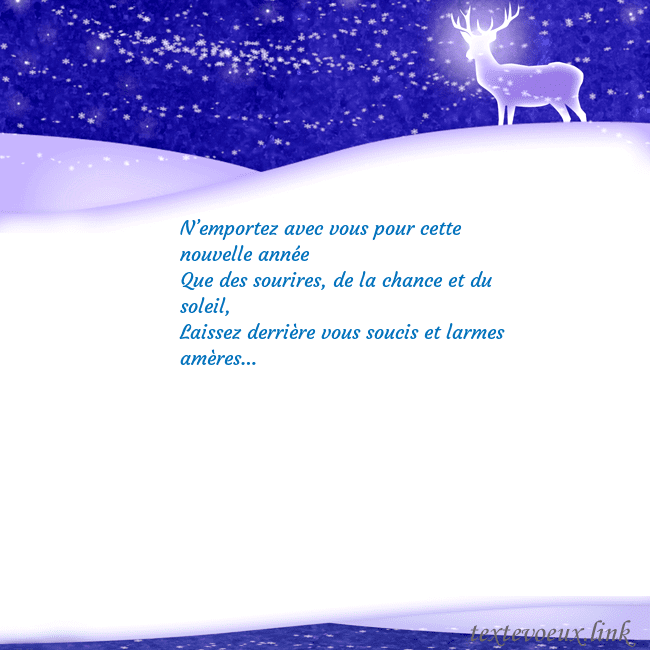 Carte de vœux avec de la neige et un cerf brillant N’emportez avec vous pour cette nouvelle année
Qu Carte de vœux avec de la neige et un cerf brillant
