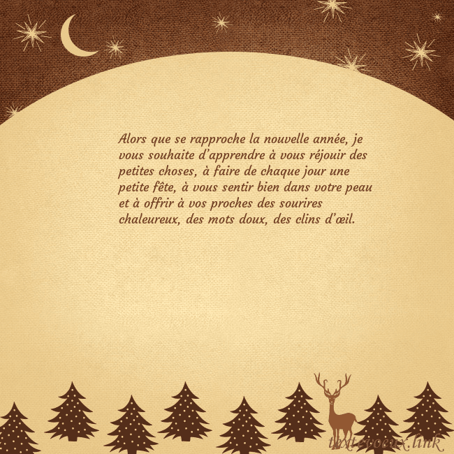 Carte postale marron avec étoiles et lune Alors que se rapproche la nouvelle année, je vous Carte postale marron avec étoiles et lune
