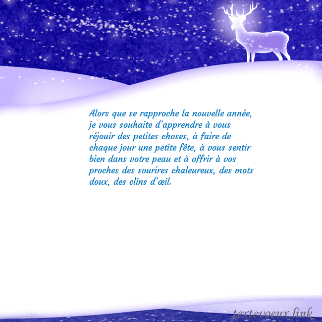 Carte de vœux avec de la neige et un cerf brillant Alors que se rapproche la nouvelle année, je vous Carte de vœux avec de la neige et un cerf brillant