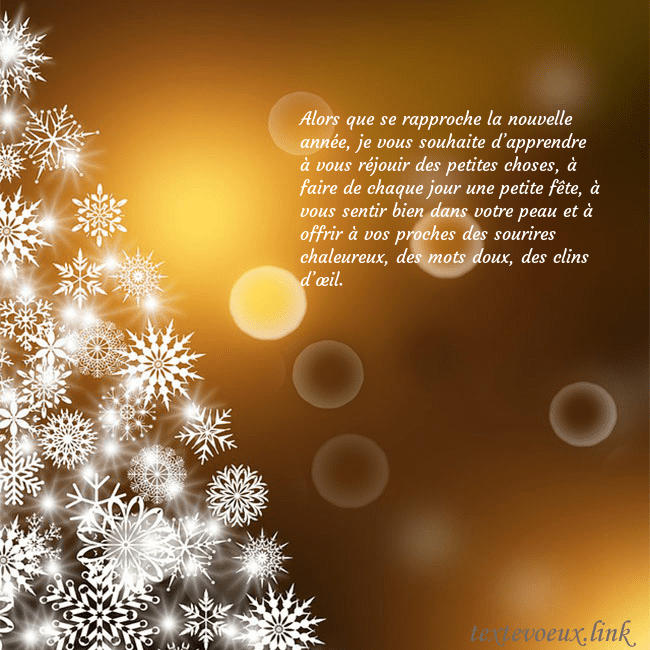 Carte postale avec un sapin de Noël fait de flocons de neige Alors que se rapproche la nouvelle année, je vous Carte postale avec un sapin de Noël fait de flocons de neige