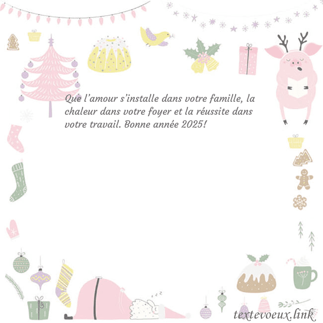 Carte postale du nouvel an avec un cochon