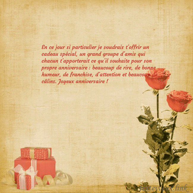 Carte de vœux avec roses et cadeaux