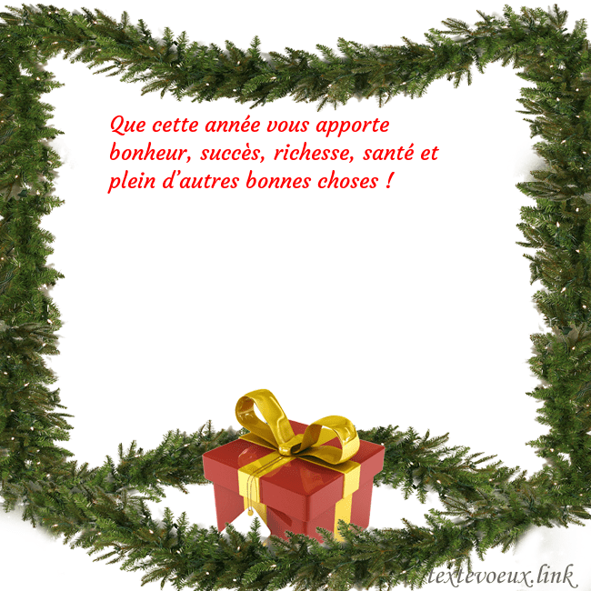 Carte postale avec des branches d'épinette et un cadeau