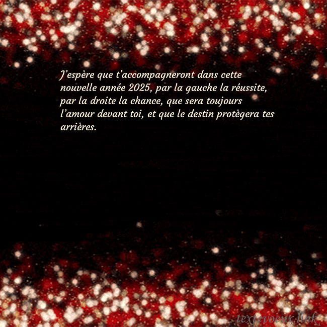 Carte postale animée clignotante noir et rouge J’espère que t’accompagneront dans cette nouvelle Carte postale animée clignotante noir et rouge