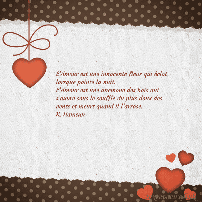 Carte de vœux avec coeurs rouges L’Amour est une innocente fleur qui éclot lorsque Carte de vœux avec coeurs rouges