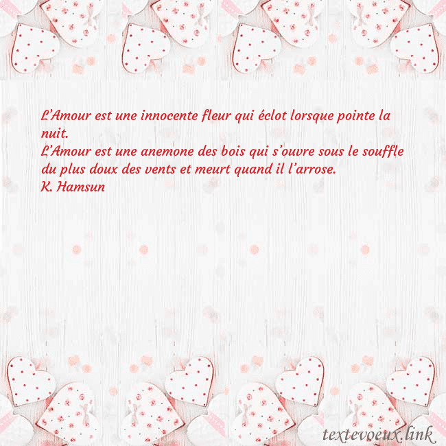 Carte de vœux avec coeurs blancs L’Amour est une innocente fleur qui éclot lorsque Carte de vœux avec coeurs blancs