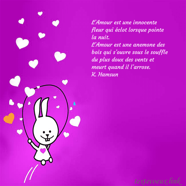 Carte de voeux avec un drôle de lapin L’Amour est une innocente fleur qui éclot lorsque Carte de voeux avec un drôle de lapin