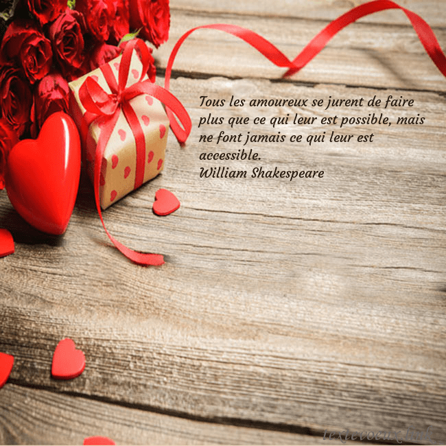 Carte de vœux avec coeur rouge et cadeau Tous les amoureux se jurent de faire plus que ce q Carte de vœux avec coeur rouge et cadeau