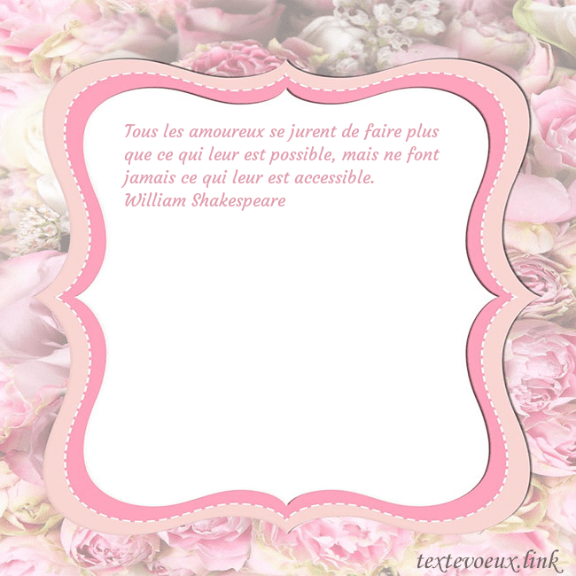 Carte de voeux - cadre rose Tous les amoureux se jurent de faire plus que ce q Carte de voeux - cadre rose