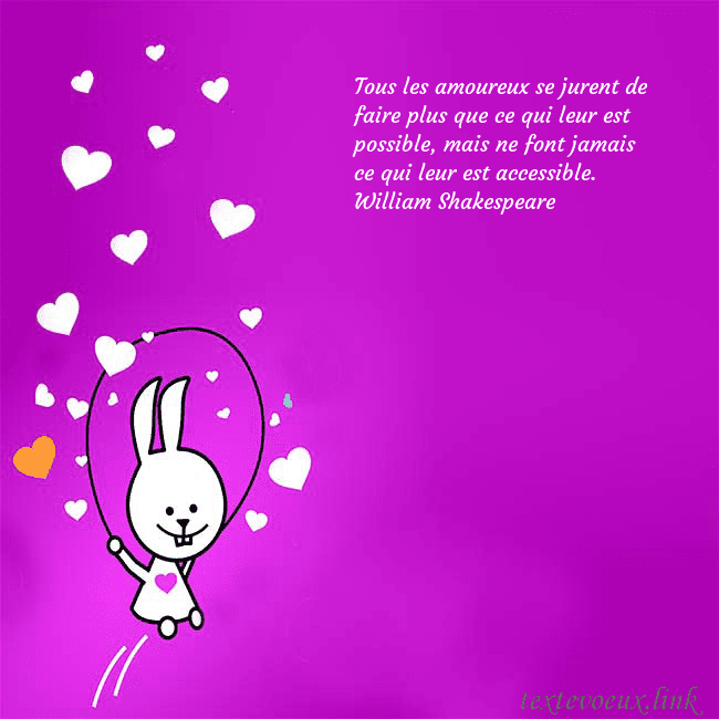 Carte de voeux avec un drôle de lapin Tous les amoureux se jurent de faire plus que ce q Carte de voeux avec un drôle de lapin