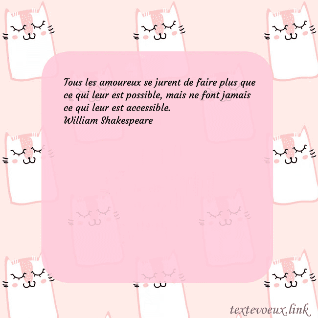 Carte de voeux rose avec des chats drôles Tous les amoureux se jurent de faire plus que ce q Carte de voeux rose avec des chats drôles