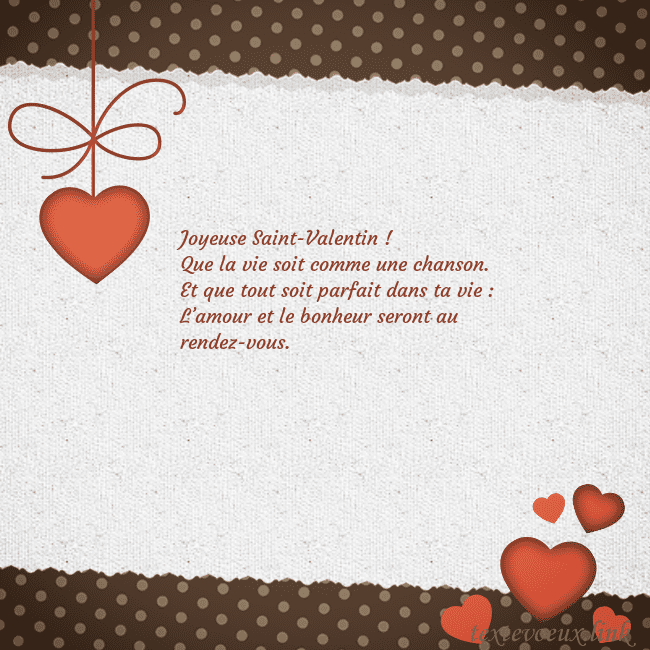 Carte de vœux avec coeurs rouges Joyeuse Saint-Valentin !
Que la vie soit comme un Carte de vœux avec coeurs rouges