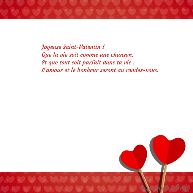 Carte de vœux avec coeurs rouges 2 Joyeuse Saint-Valentin !
Que la vie soit comme un Carte de vœux avec coeurs rouges 2