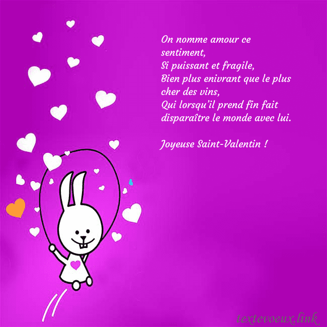 Carte de voeux avec un drôle de lapin On nomme amour ce sentiment,
Si puissant et fragil Carte de voeux avec un drôle de lapin