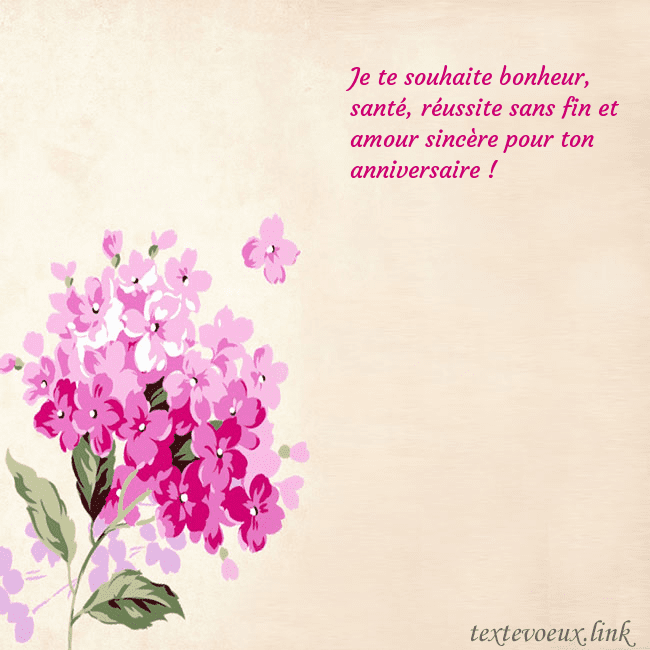 Carte d'anniversaire avec hortensia peint