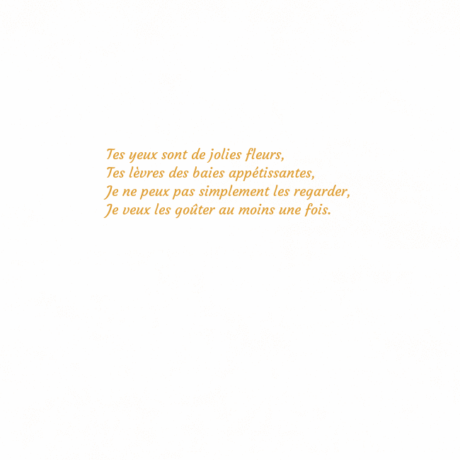 E-Carte avec coeur doré animé Tes yeux sont de jolies fleurs,
Tes lèvres des bai E-Carte avec coeur doré animé