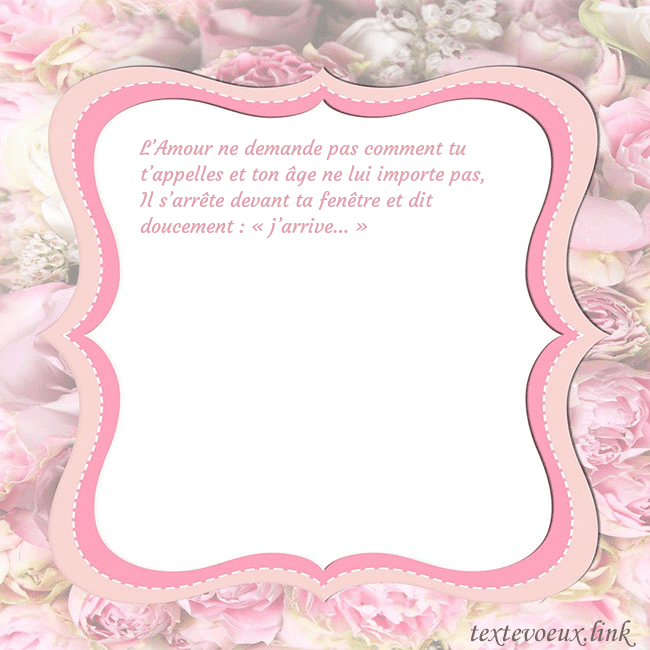 Carte de voeux - cadre rose L’Amour ne demande pas comment tu t’appelles et to Carte de voeux - cadre rose