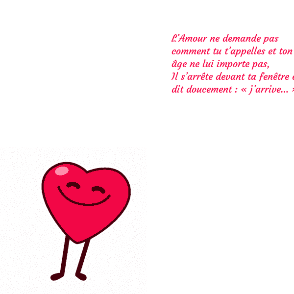 Gif animé coeur dansant L’Amour ne demande pas comment tu t’appelles et to Gif animé coeur dansant