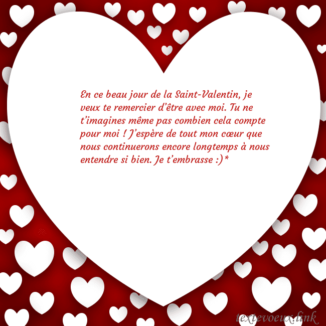 Carte de vœux au grand coeur En ce beau jour de la Saint-Valentin, je veux te r Carte de vœux au grand coeur