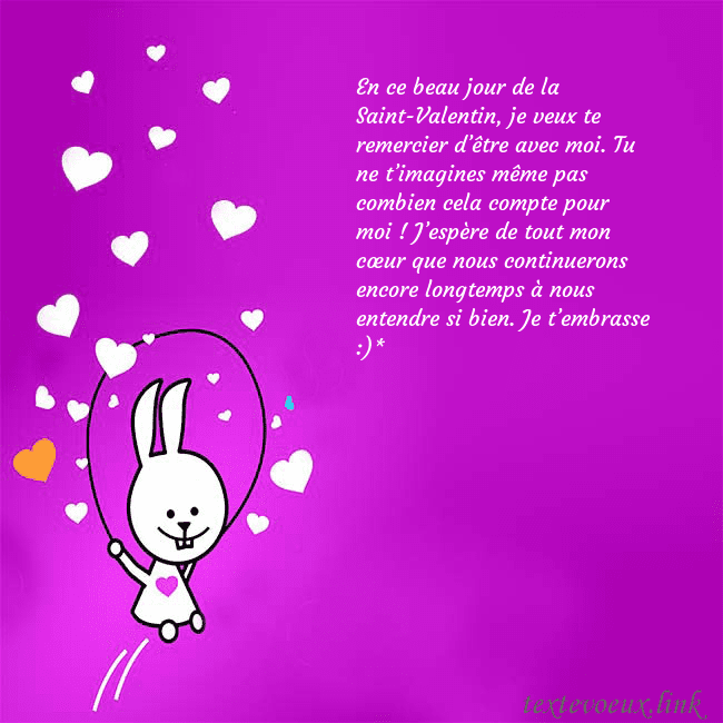 Carte de voeux avec un drôle de lapin En ce beau jour de la Saint-Valentin, je veux te r Carte de voeux avec un drôle de lapin