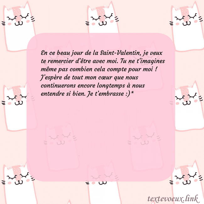 Carte de voeux rose avec des chats drôles En ce beau jour de la Saint-Valentin, je veux te r Carte de voeux rose avec des chats drôles