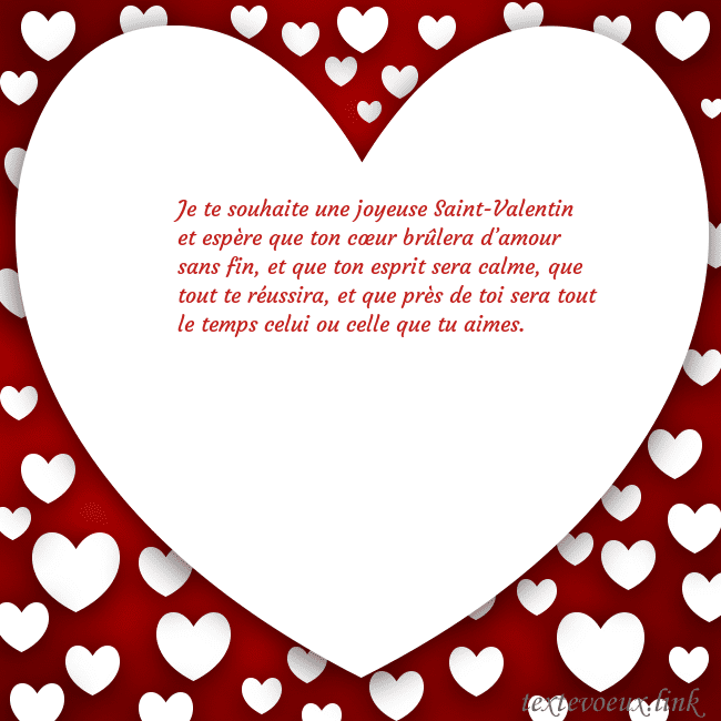 Carte de vœux au grand coeur Je te souhaite une joyeuse Saint-Valentin et espèr Carte de vœux au grand coeur